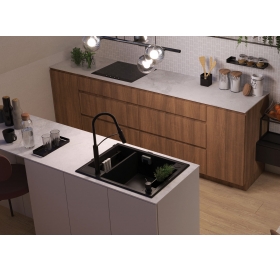 Мийка кухонна Deante Magnetic, граніт, прямокутник, без крила, 690х500х219мм, чаша - 1.5, накладна, чорний ZRM_N503