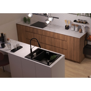 Мийка кухонна Deante Magnetic, граніт, прямокутник, без крила, 690х500х219мм, чаша - 1.5, накладна, чорний ZRM_N503