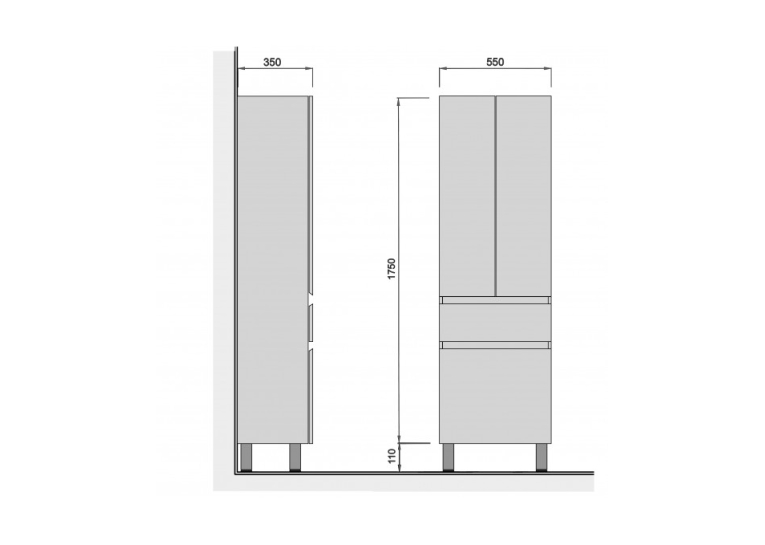 пенал підлоговий з корзиною Мойдодир Фокус П-55к 00-00004135