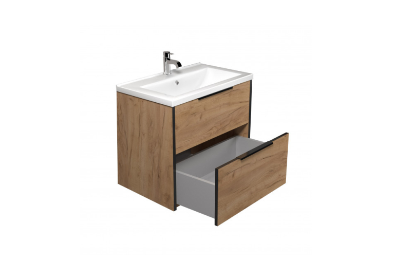 Тумба Мойдодир Line Craft 70 з умивальником Cosmo 70 дуб крафт 00-0008540