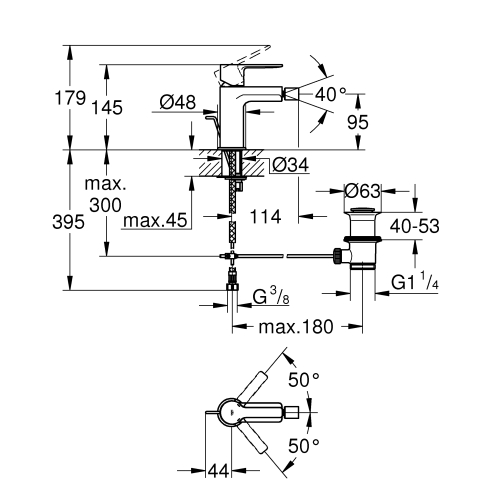 Одноважільний змішувач для біде Grohe Lineare S-Size 33848AL1 Графіт матовий