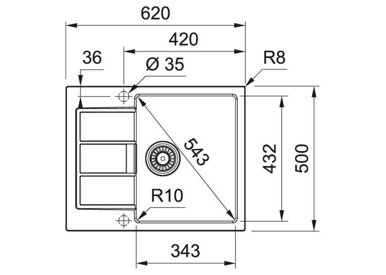 Franke Кухонна мийка Sirius 2.0 S2D 611-62/143.0627.383/тектонайт/620х500х200/врізна/сірий