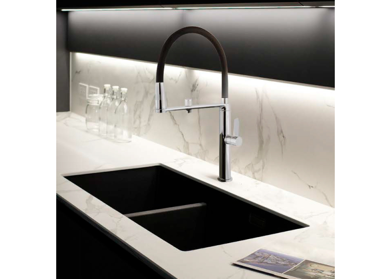 Змішувач для кухні Ramon Soler Kitchen Pure Water з високим гнучким виливом та системою фільтрації води Osmosis, чорний матовий (898801MCNM38E306085)