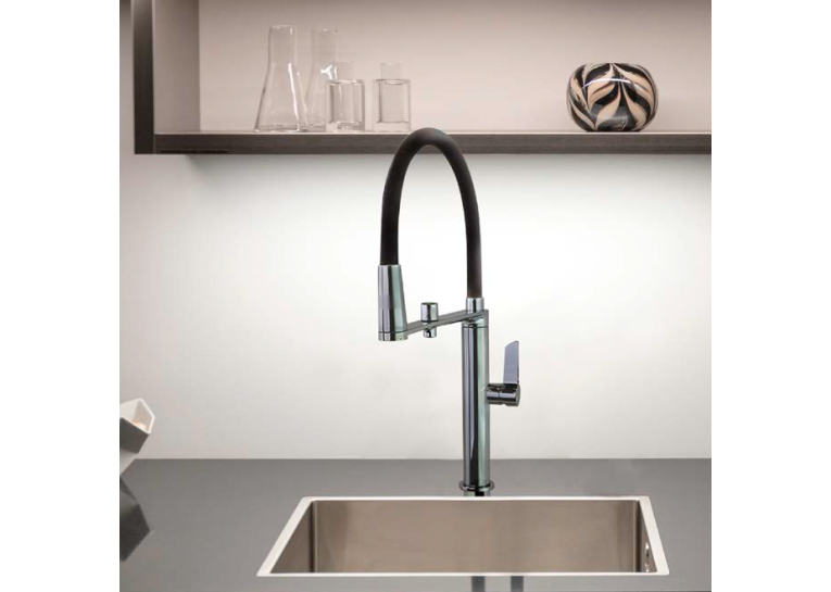 Змішувач для кухні Ramon Soler Kitchen Pure Water з високим гнучким виливом та системою фільтрації води Osmosis, чорний матовий (898801MCNM38E306085)