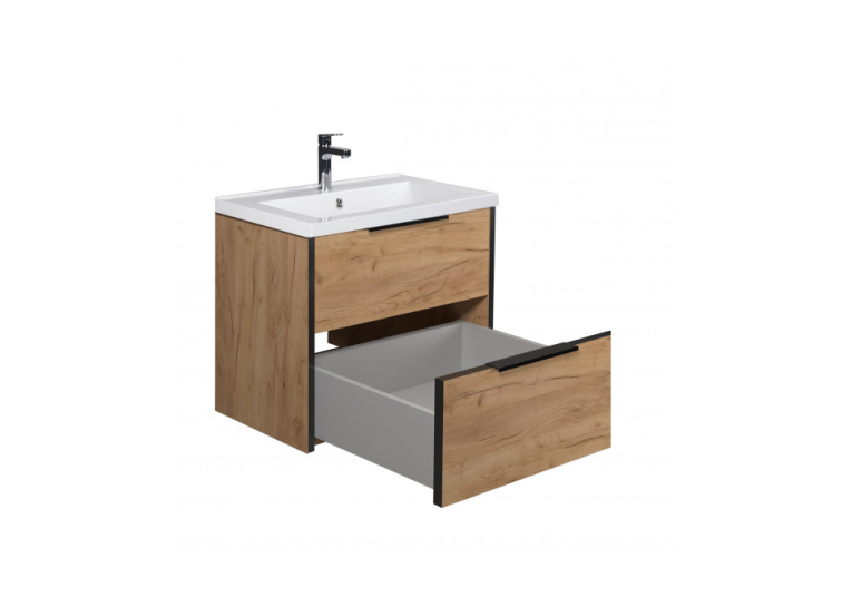 Тумба Мойдодир Line Craft 60 з умивальником Cosmo 60 дуб крафт 00-0008539