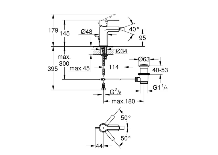 Одноважільний змішувач для біде Grohe Lineare S-Size 33848DC1 Сталь