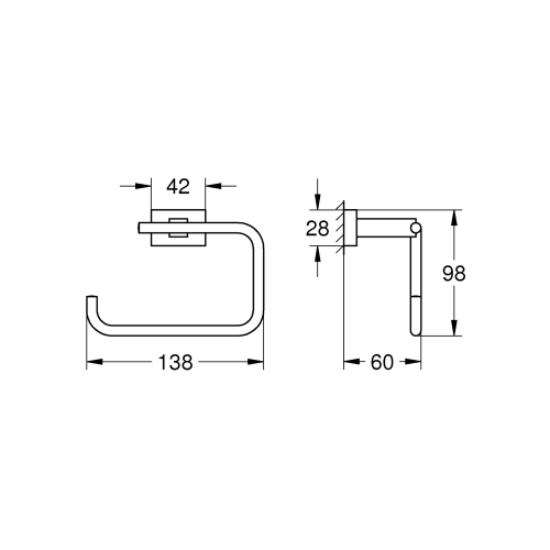 Тримач туалетного паперу без кришки Grohe Essentials Cube 40507DC1 Сталь