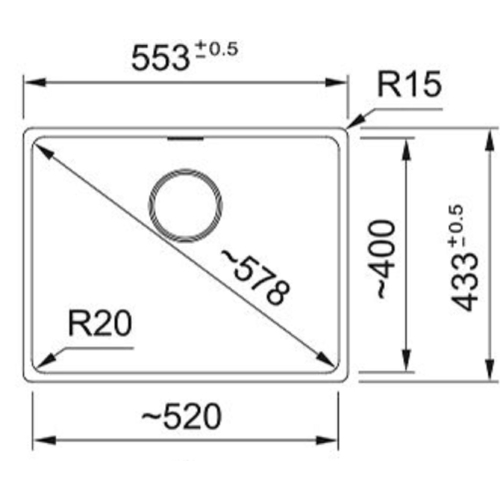 Franke Мийка кухонна Maris, фраграніт, прямокутник, без крила, 553х433х200мм, чаша - 1, MRG 110-52, чорний матовий (+вентиль)