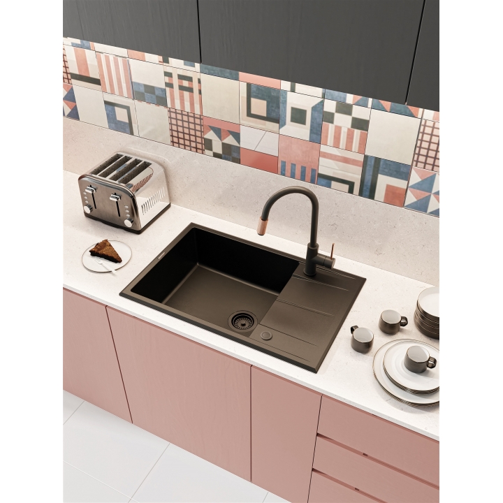 Смеситель для кухни Deante Aster с фильтром, черный-медь BCA_B64M