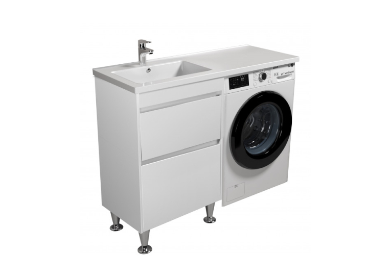 Тумба Мойдодыр Wing 60-W с умывальником Rodeo 120 L с крылом над напольной стиральной машиной 00-0008279