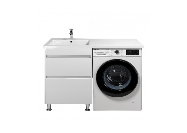 Тумба Мойдодыр Wing 60-W с умывальником Rodeo 120 L с крылом над напольной стиральной машиной 00-0008279
