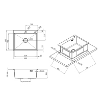 Кухонна мийка Kroner KRP Gebürstet - 6050HM (3.0/1.0 мм) CV022802