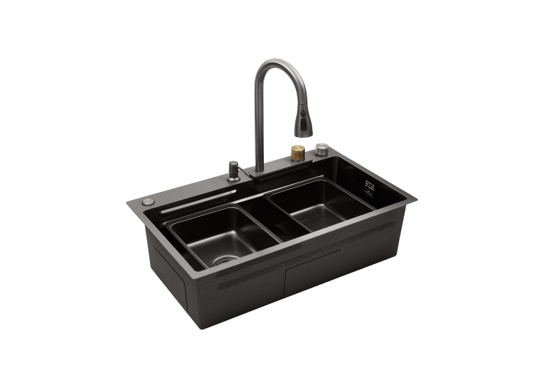 Кухонна мийка Kroner KRP Schwarze - SET7545HM PVD (3.0/0.8 мм) CV033382