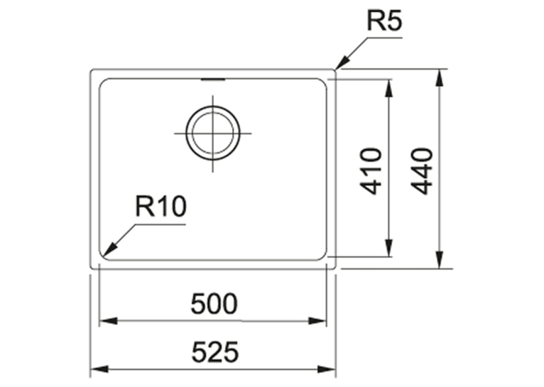 Franke Кухонна мийка Sirius SID 110-50/144.0649.561/тектонайт/525х440х200/монтаж під стільницю/сірий