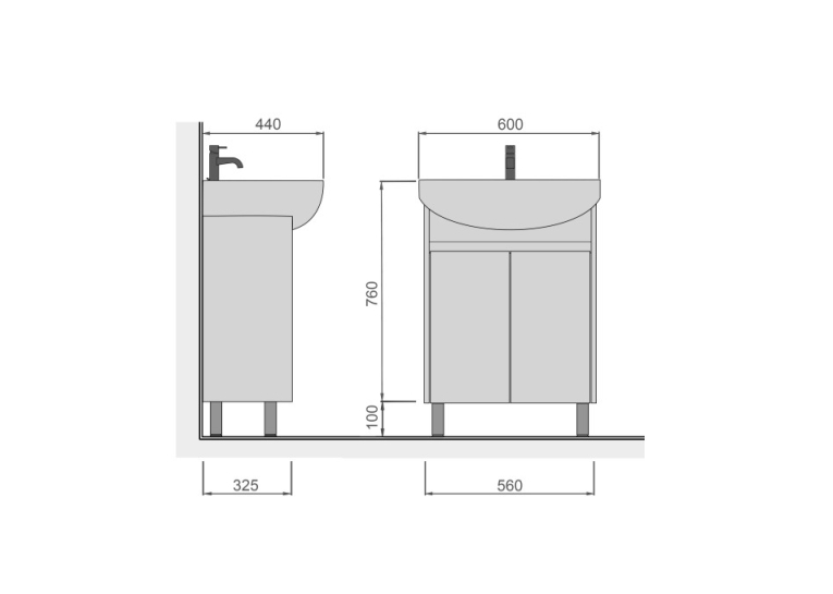 Тумба Мойдодир Nice Loft 60 з умивальником Runa 60 бетон з білим 00-0008576