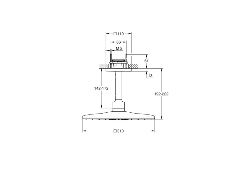 Верхний душ с душевым кронштейном, 2 реж. Grohe RSH 310 SmartActive Cube 26481DC0 Графит