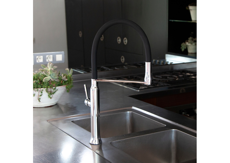 Змішувач для кухні Ramon Soler KITCHEN з гнучким висувним шлангом, хром (386801MA38E303484)