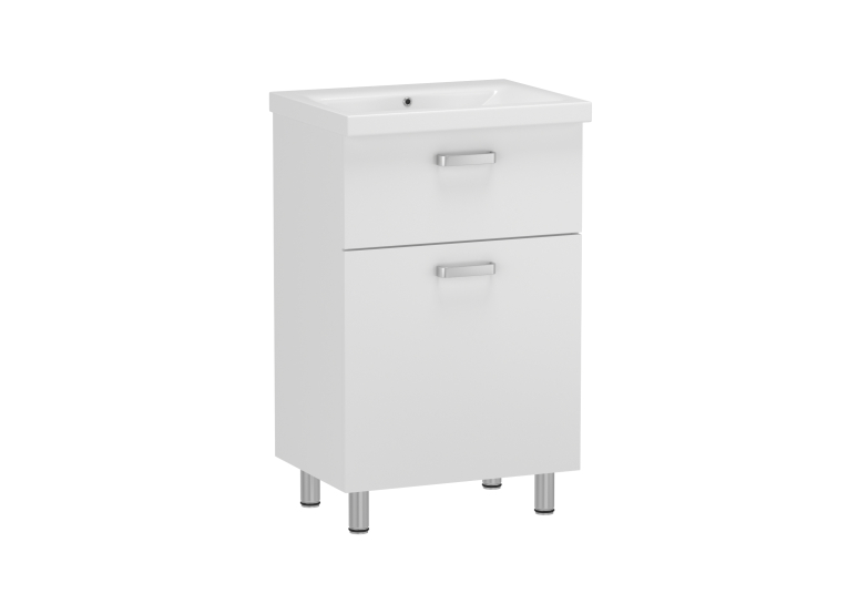Напольная тумба с умывальником RJ FLORA-B 50см, (умывальник Moduo, K116-009), белая RJFU039-0150WHSET(RJFU039-0150WH+K116-009)