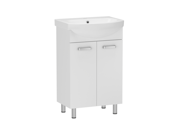 Тумба підлогова з умивальником SOFT 52,5*30,5*70 см, (2 дверцят, в комплекті з умивальником Solas, 101456UA), біла RJFU021-0156WHSET(RJFU021-0156WH+101456UA)