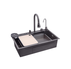 Кухонна мийка Kroner KRP Schwarze - SET7545NG PVD (3.0/0.8 мм) CV033806