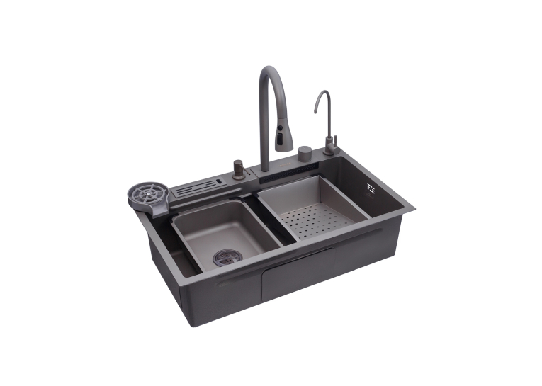 Кухонна мийка Kroner KRP Schwarze - SET7545NG PVD (3.0/0.8 мм) CV033806