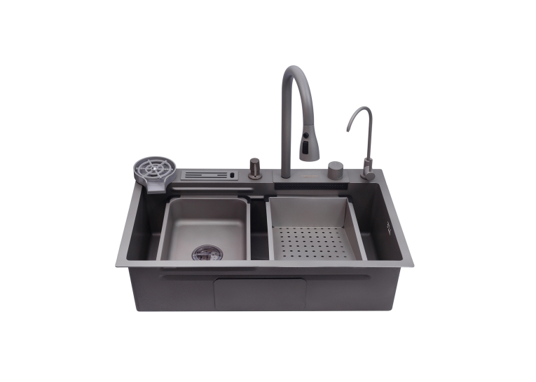 Кухонна мийка Kroner KRP Schwarze - SET7545NG PVD (3.0/0.8 мм) CV033806