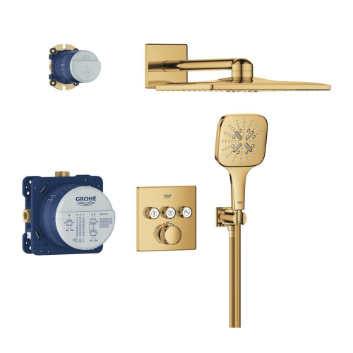 Душева система прихованого монтажу Grohe SmartActive 310 Cube, Grohtherm SmartControl 34864GL0 Золото