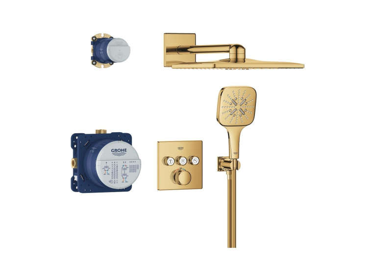 Душева система прихованого монтажу Grohe SmartActive 310 Cube, Grohtherm SmartControl 34864GL0 Золото