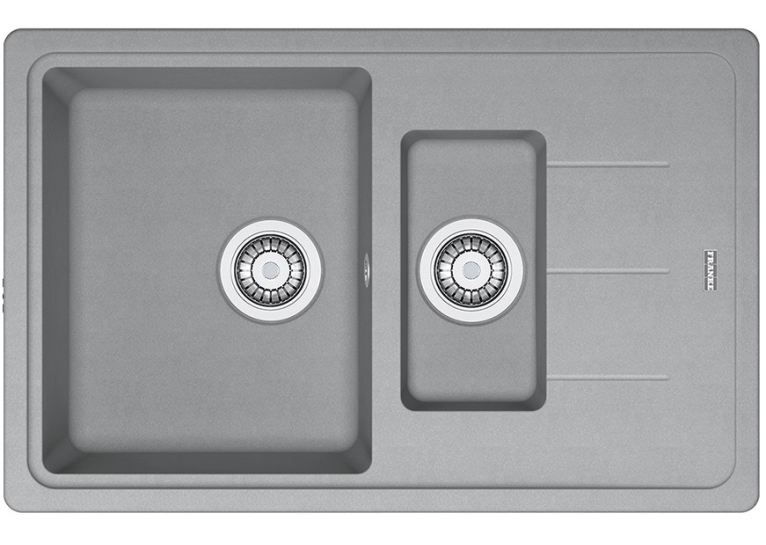 Franke Мийка кухонна Basis, фраграніт, прямокутник, з крилом, 780х500х200мм, чаша - 2, накладна, BFG 651-78, сірий камінь