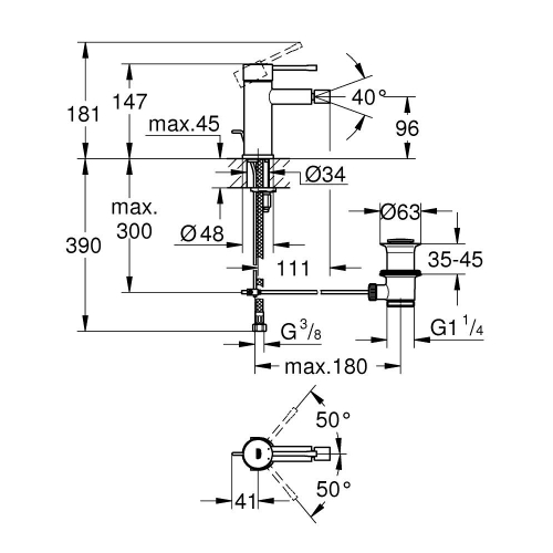 Смеситель для биде S-Size Grohe Essence 24178DC1
