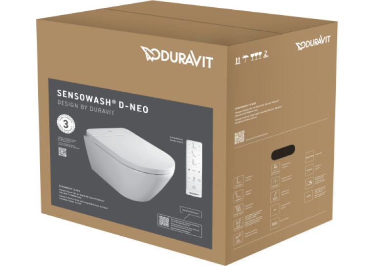 Унітаз підвісний Duravit SensoWash D-Neo, безобідковий з сидінням для унітазу з функцієй біде, білий 654000012004300