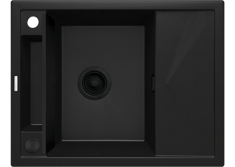 Мойка кухонная прямоугольная Deante Magnetic, гранит, с крылом, 640х500х219мм, чаша - 1, врезная, черный матовый ZRM_N11A