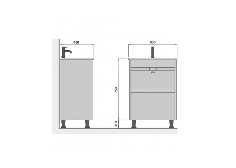 Тумба з умивальником Мойдодир Sunny 60x60 Vivace 60 на ніжках 00-0008655