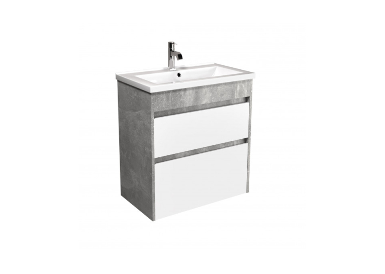 Тумба Мойдодир Polo Loft 60-U з умивальником Cosmo 60 бетон з білим 00-0008081