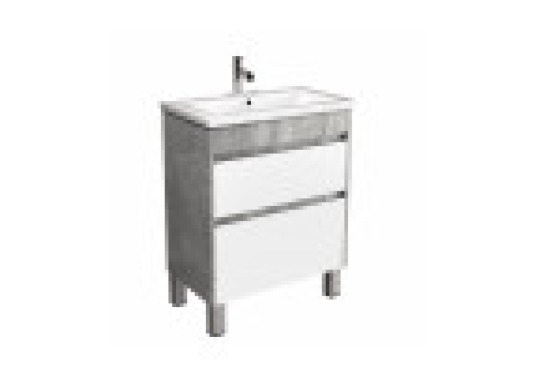 Тумба Мойдодир Polo Loft 60-U з умивальником Cosmo 60 бетон з білим 00-0008081
