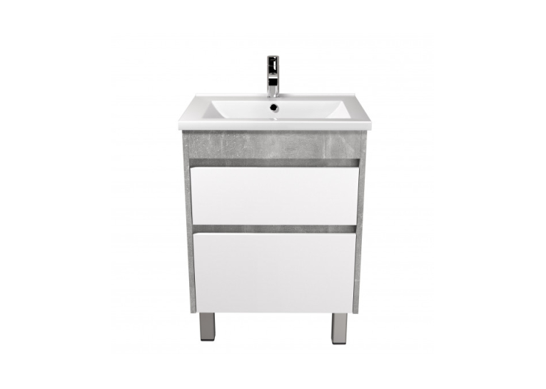 Тумба Мойдодир Polo Loft 60-U з умивальником Cosmo 60 бетон з білим 00-0008081