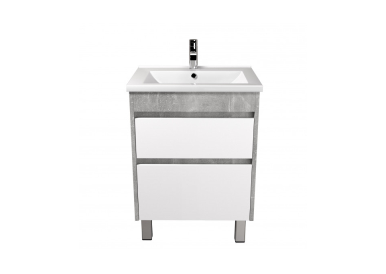 Тумба Мойдодир Polo Loft 60-U з умивальником Cosmo 60 бетон з білим 00-0008081