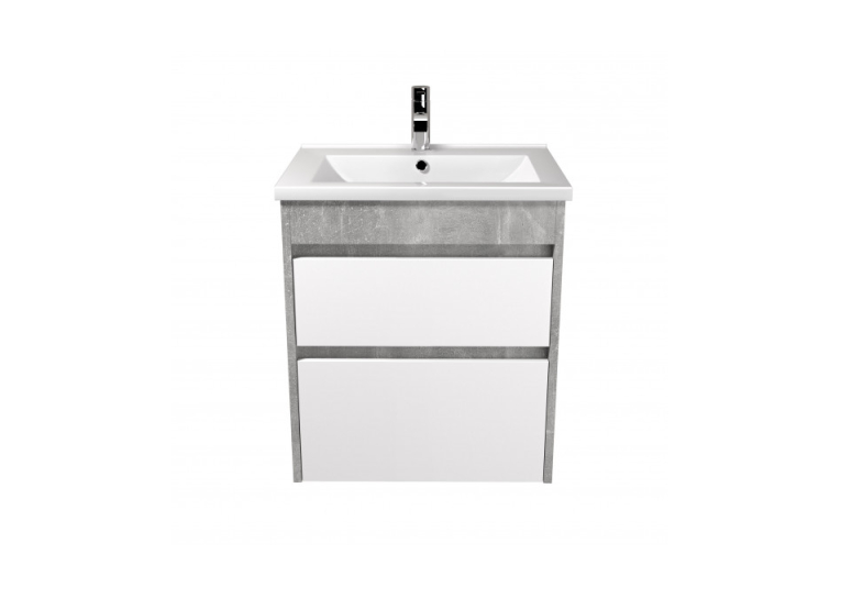 Тумба Мойдодир Polo Loft 60-U з умивальником Cosmo 60 бетон з білим 00-0008081