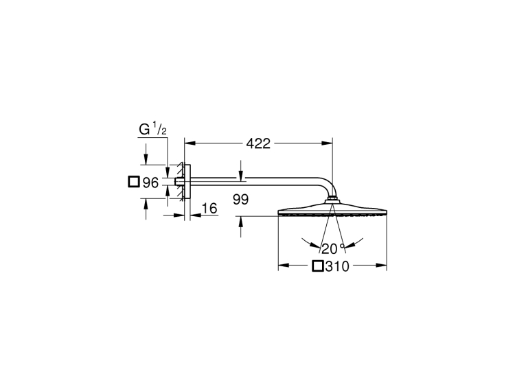 Верхний душ Grohe RSH 310 Mono Cube 26564DC0 Сталь