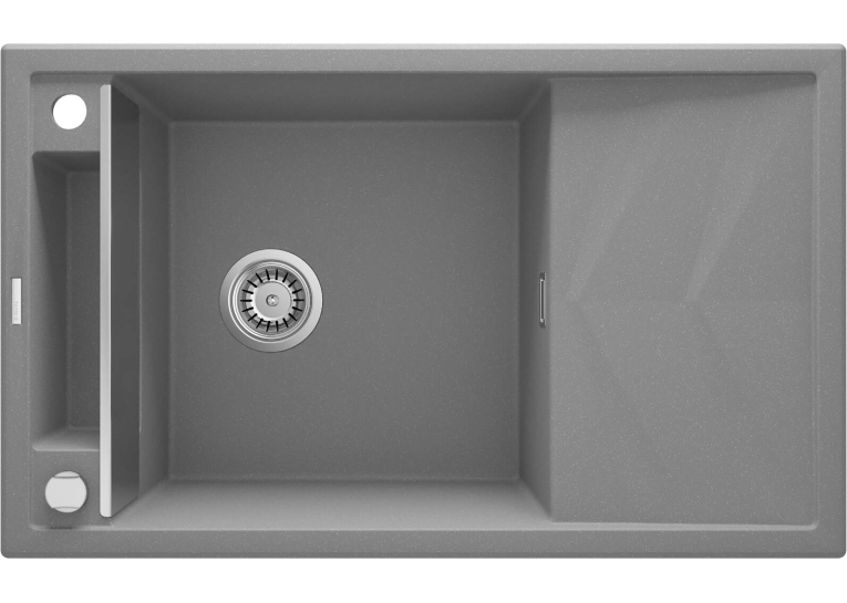 Мийка кухонна Deante Magnetic, граніт, прямокут., з крилом, 820х500х219мм, чаша - 1, накладна, сірий ZRM_S113