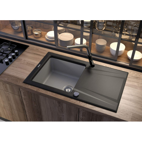 Змішувач для кухні Deante Silia, витяжний, чорний-сталь BQS_B730
