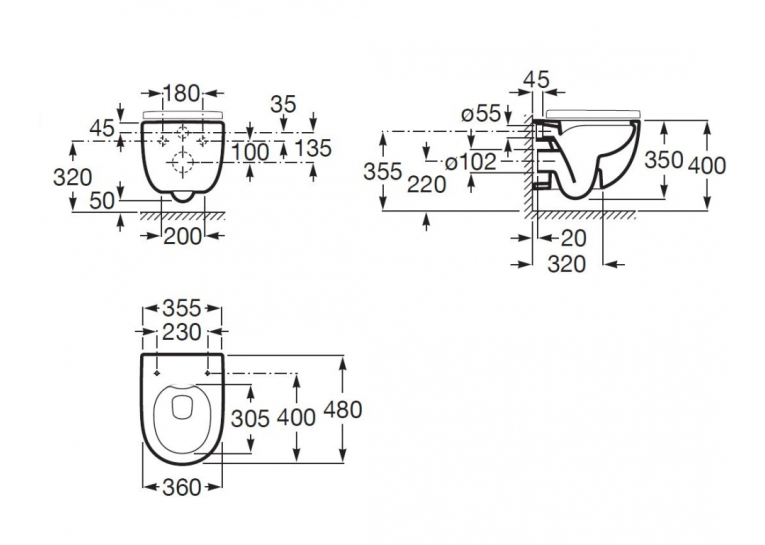  Підвісний унітаз Roca MERIDIAN Rimless A34H242000
