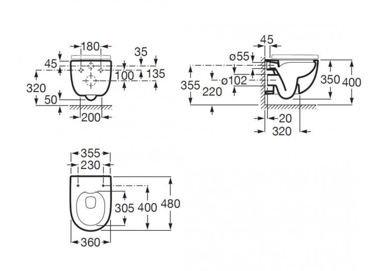  Підвісний унітаз Roca MERIDIAN Rimless A34H242000
