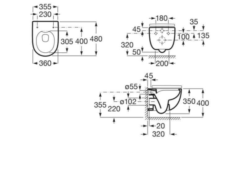  Підвісний унітаз Roca DAMA MERIDIAN Rimless A346244000