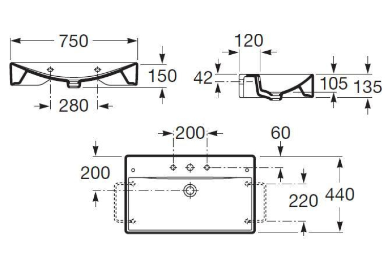 Умивальник Roca Diverta 750х440 A327110000