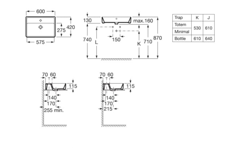 Умивальник Roca Alter 600x420 A3270MN000