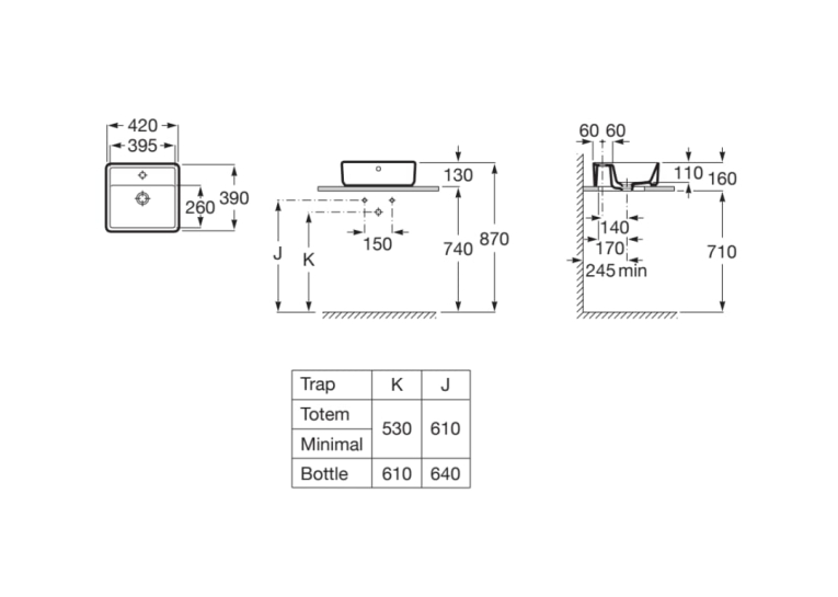 Умивальник Roca Gap Square 420х390 A3270MM000