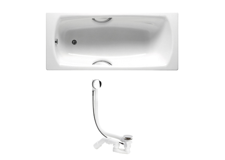 Ванна Roca SWING 180 x 80 із ручками + сифон Viega Simplex для ванни, автомат 560 мм, A220070001+2853
