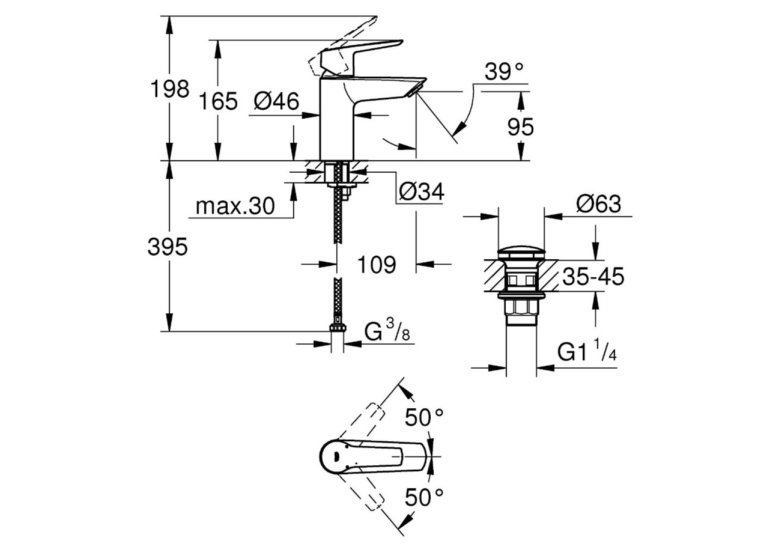 Змішувач для раковини S-розміру Grohe QuickFix Start 23550002