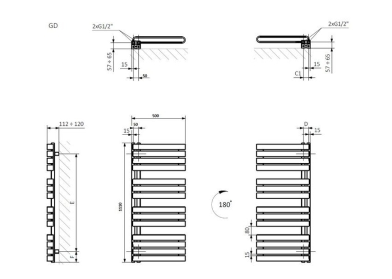 Полотенцесушитель Terma 1110х500 Warp S WGWAS111050K742GD